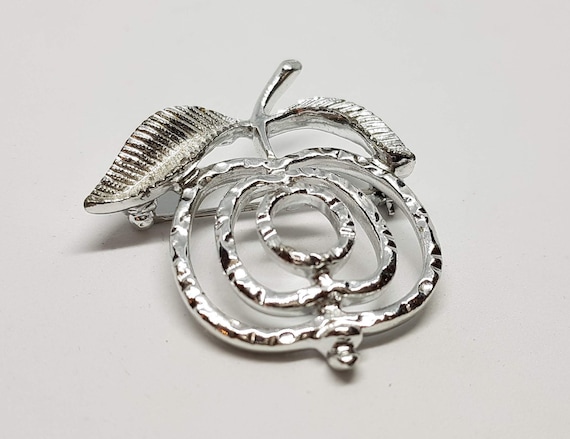 Sarah Coventry Vintage Silver Apple Brooch Etsy New Zealand