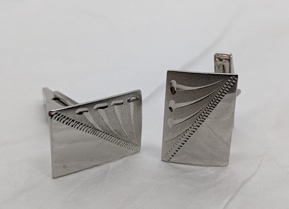 Sterling Silver Rectangular Cuff Links 3/4 Inches… - image 1