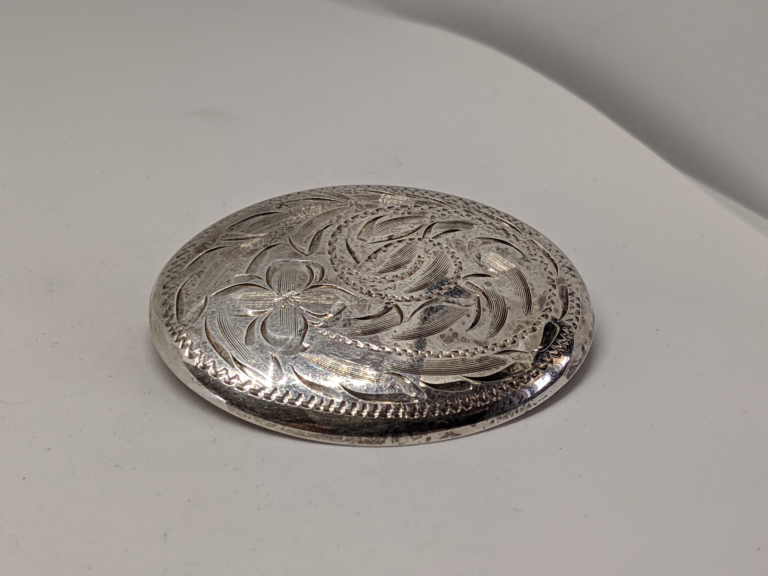 【最新入荷】 Vintage Burdhardt Inches 1.75 Brooch Oval Silver Sterling アクセサリー