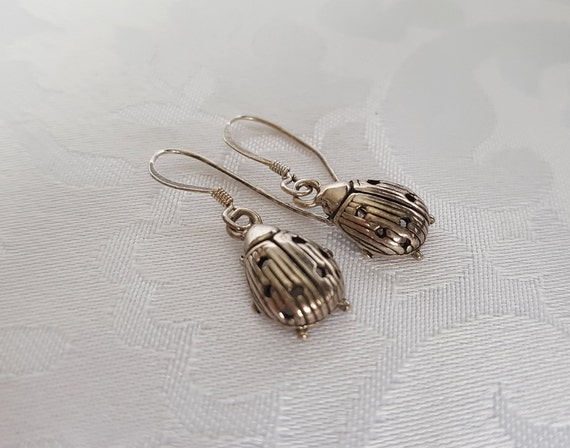 Sterling Ladybug Earrings, Silver Ladybug Earring… - image 2