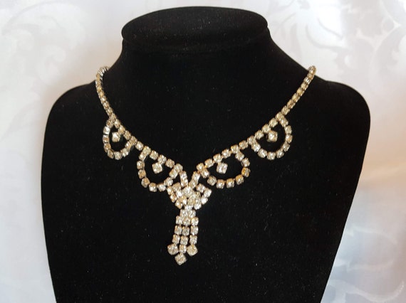 Kramer Rhinestone Necklace, Kramer Wedding Choker,