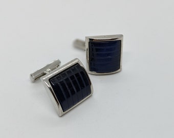 Kenneth Cole Cufflinks Blue Glass Signed