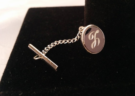 Silver Tone Tie Pin Monogram, Letter L or F Monog… - image 3