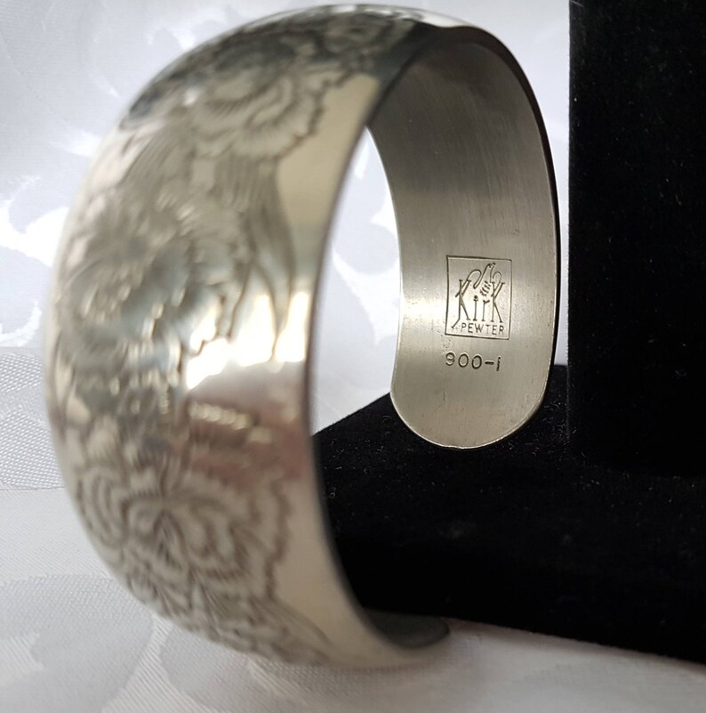 Kirk Pewter Cuff Bracelet Bracelet Pewter Bracelet Kirk Pewter Carnation Floral Bracelet