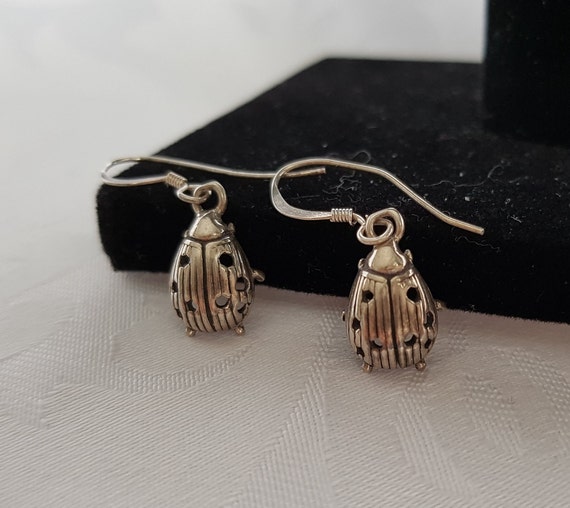 Sterling Ladybug Earrings, Silver Ladybug Earring… - image 3