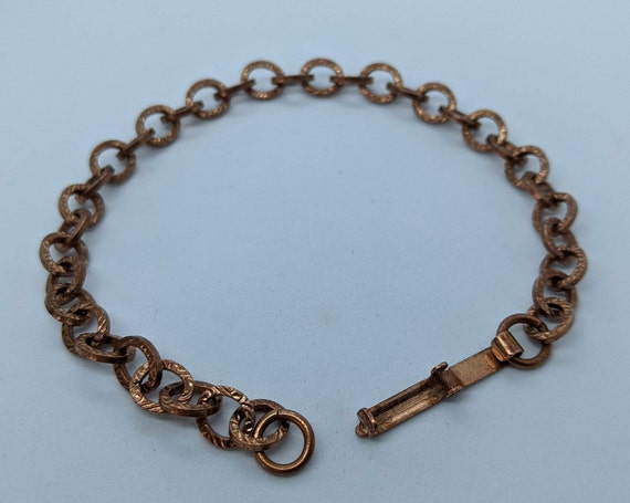 Solid Copper Textured Chain Link Ladies Bracelet - image 4