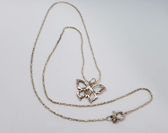 Vintage Sterling Silver Butterfly Pendant with Chain 16 Inches