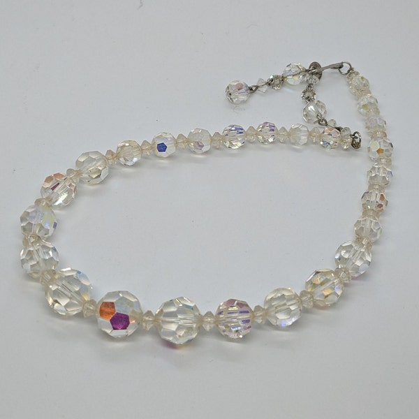 Vintage Continental Aurora Borealis Crystal Choker Necklace 15 Inches