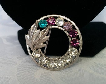 DCE Mother's Sterling Birthstone Brooch, Wreath Brooch, Sterling Silver