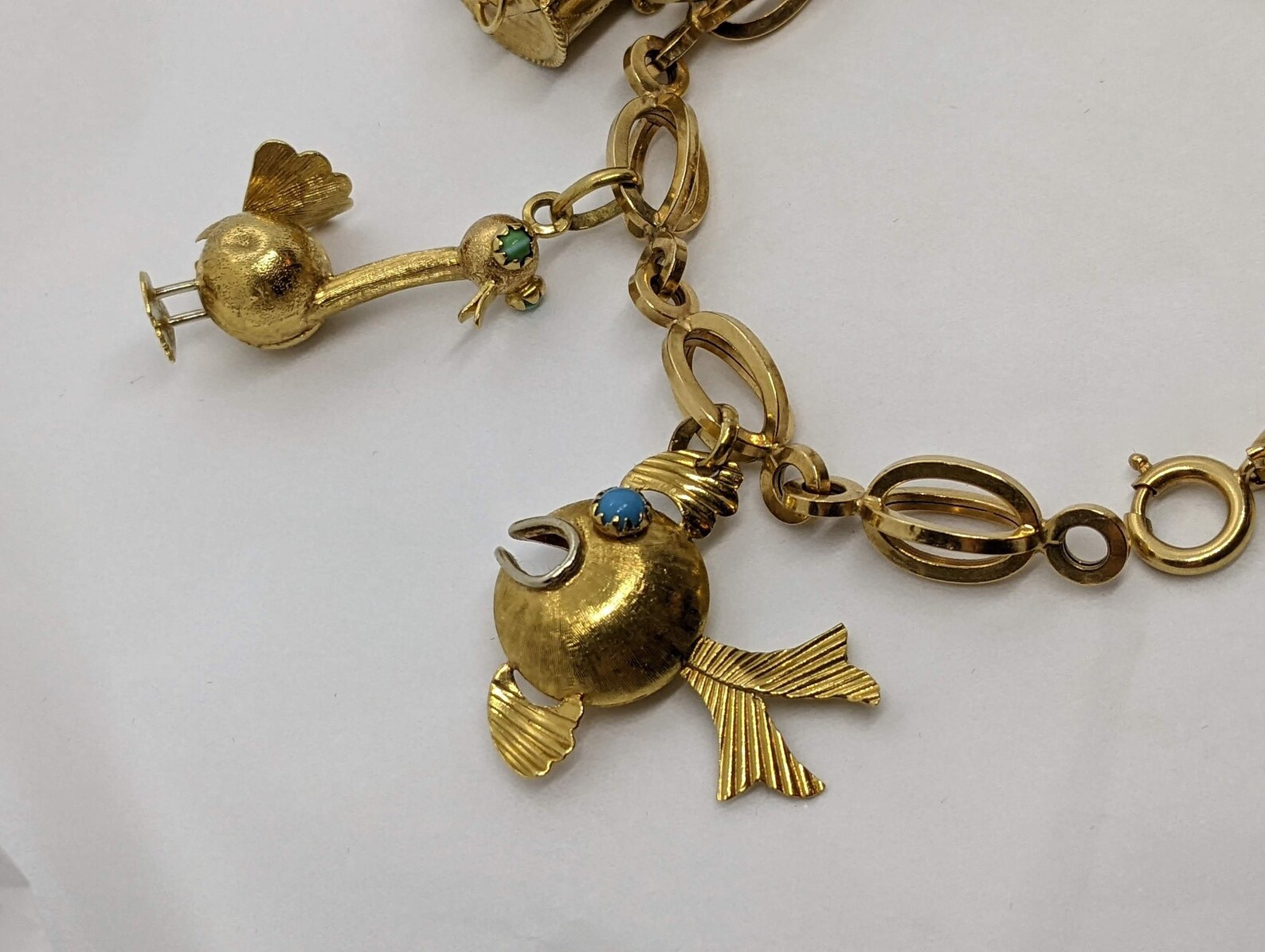 Vintage 18K Solid Italian Gold Charm Bracelet Unoaerre Etsy