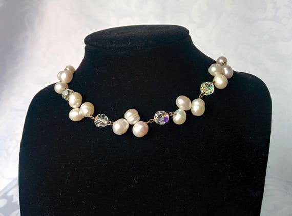Sterling Silver Freshwater Pearl Necklace Earring… - image 2