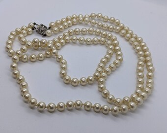 Vintage Double Strand Ivory Glass Pearls Length of 15 and 24