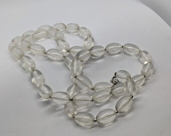 Vintage 80's Clear Acrylic Beaded Necklace 30 Inches