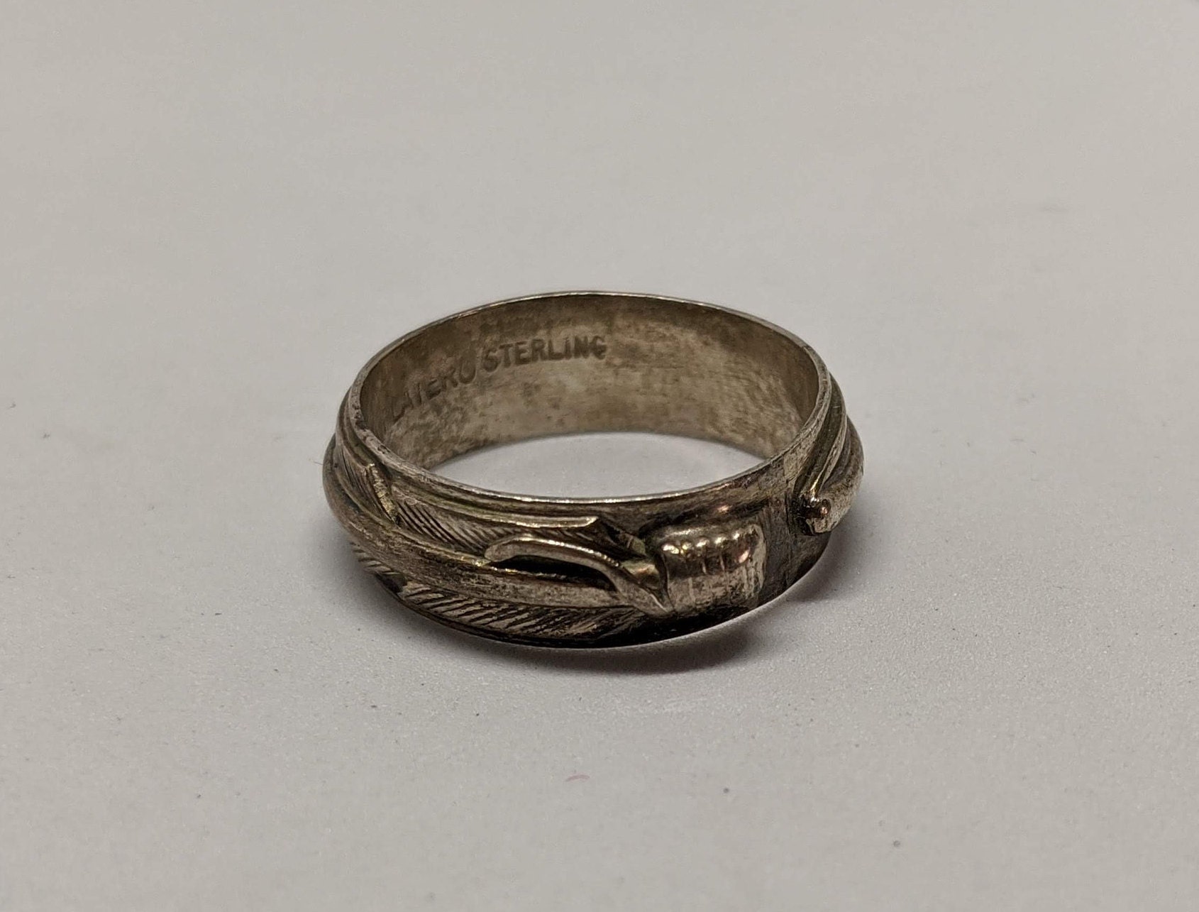 ナバホ族 LENA PLATERO STERLING SILVER RING Vintage Lena Platero Feather Ring Native American Size 6.5