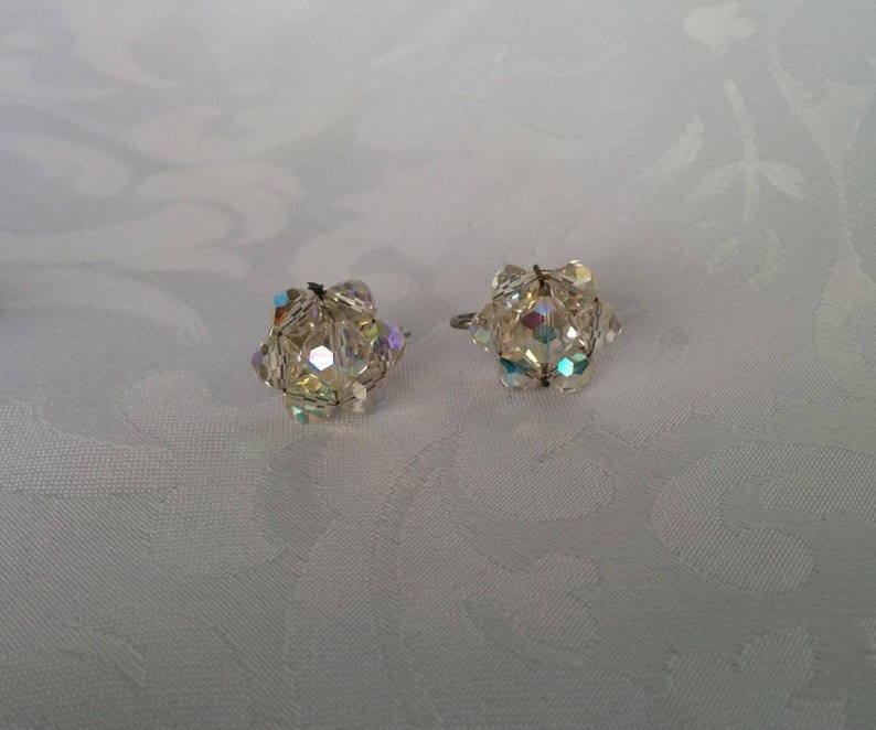 Aurora Borealis Screw on Earrings, Crystal Earrings, Screw on Crystal Earrings image 2