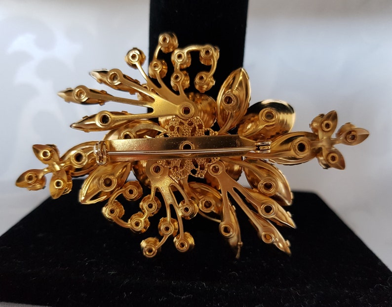 Vintage Brown Rhinestone Brooch Brooch Pretty Brown Crystal Rhinestone Brooch Brown Crystal Brooch