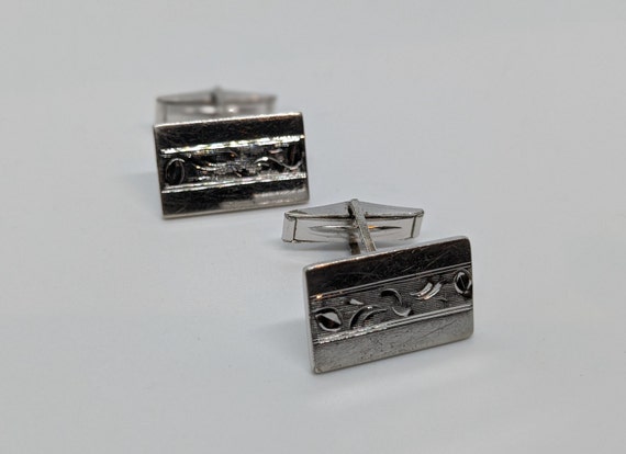 Sterling Silver SMIBO Rectangular Cuff Links 3/4 … - image 1