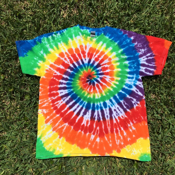 Adult Unisex Large Crew Style Rainbow Swirl Tie Dye Tshirt | Etsy