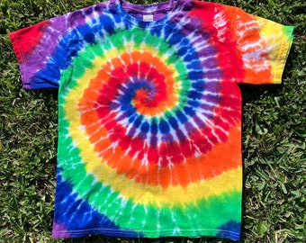 Youth Unisex Large Rainbow Swirl Tie Dye Tshirt, Rainbow Shirt, Rainbow Tie Dye, Hippy Shirt, Boho Shirt