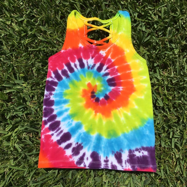 Girls Small Size 6/7 Rainbow Tie Dye Tank Top, Rainbow Spiral Tie Dye, Criss  Cross Strap Tie Dye Tank, Rainbow Tie Dye, Rainbow Tank Top