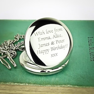 Personalised Pocket Watch With Engraved Message. Wedding Party, Groomsman, Best Man, Fathers Day Gift.