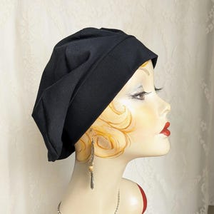 Black Cotton Jersey Beret, Chemo Hat