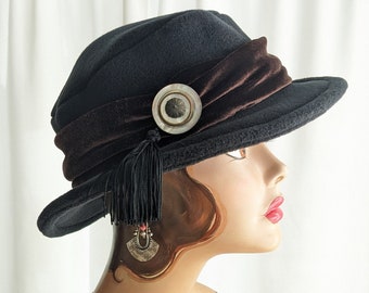 Black Fleece Brim Hat/Fedora