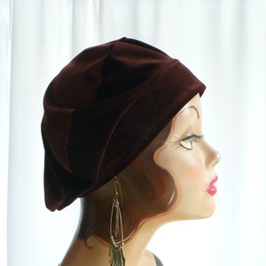 Chocolate Brown Velvet Beret image 1