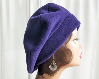 Royal Purple Fleece Oversize Floppy Beret