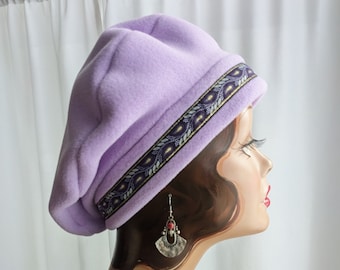 Lilac Beret with Purple Running Leaf Trim