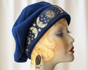 Navy Blue Beret with Wide Celestial Trim