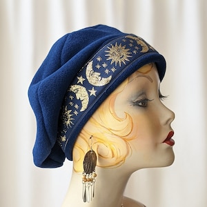 Navy Blue Beret with Wide Celestial Trim