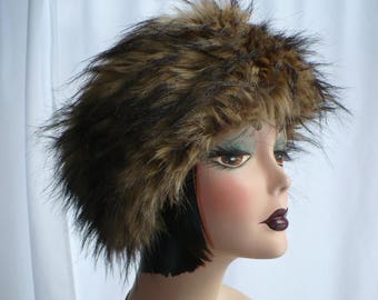 SMALL SIZE Black  Pillbox with Faux  Fur