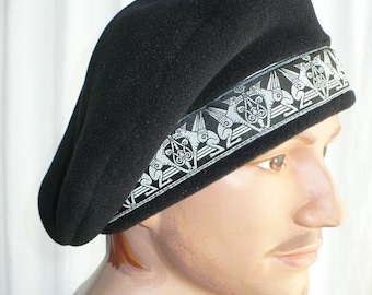 Black Beret with Griffin Trim