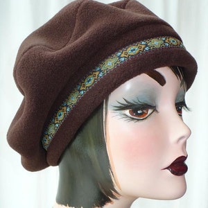 Brown Fleece Beret with Renaissance Trim