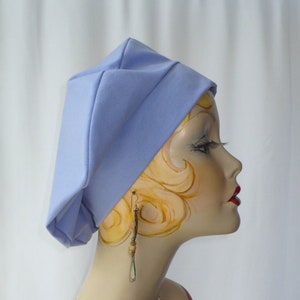 Periwinkle Blue Cotton  Beret, Chemo Hat