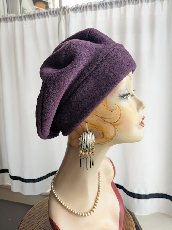 Eggplant Polar Fleece Beret, Fleece Beret, for Men or Women