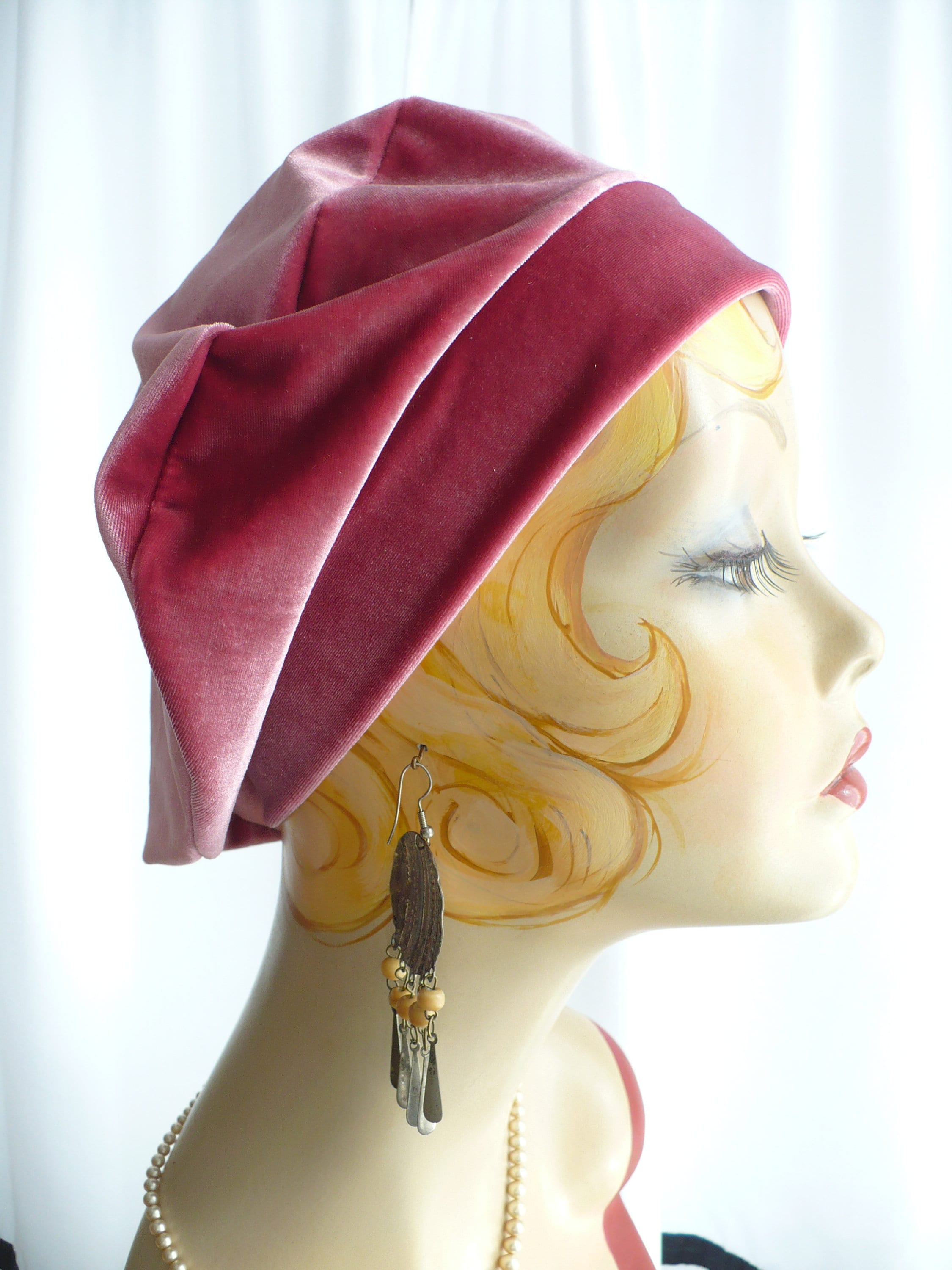 Women's Rosy Pink Velvet Beret | Etsy