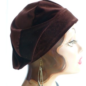 Chocolate Brown Velvet Beret image 3