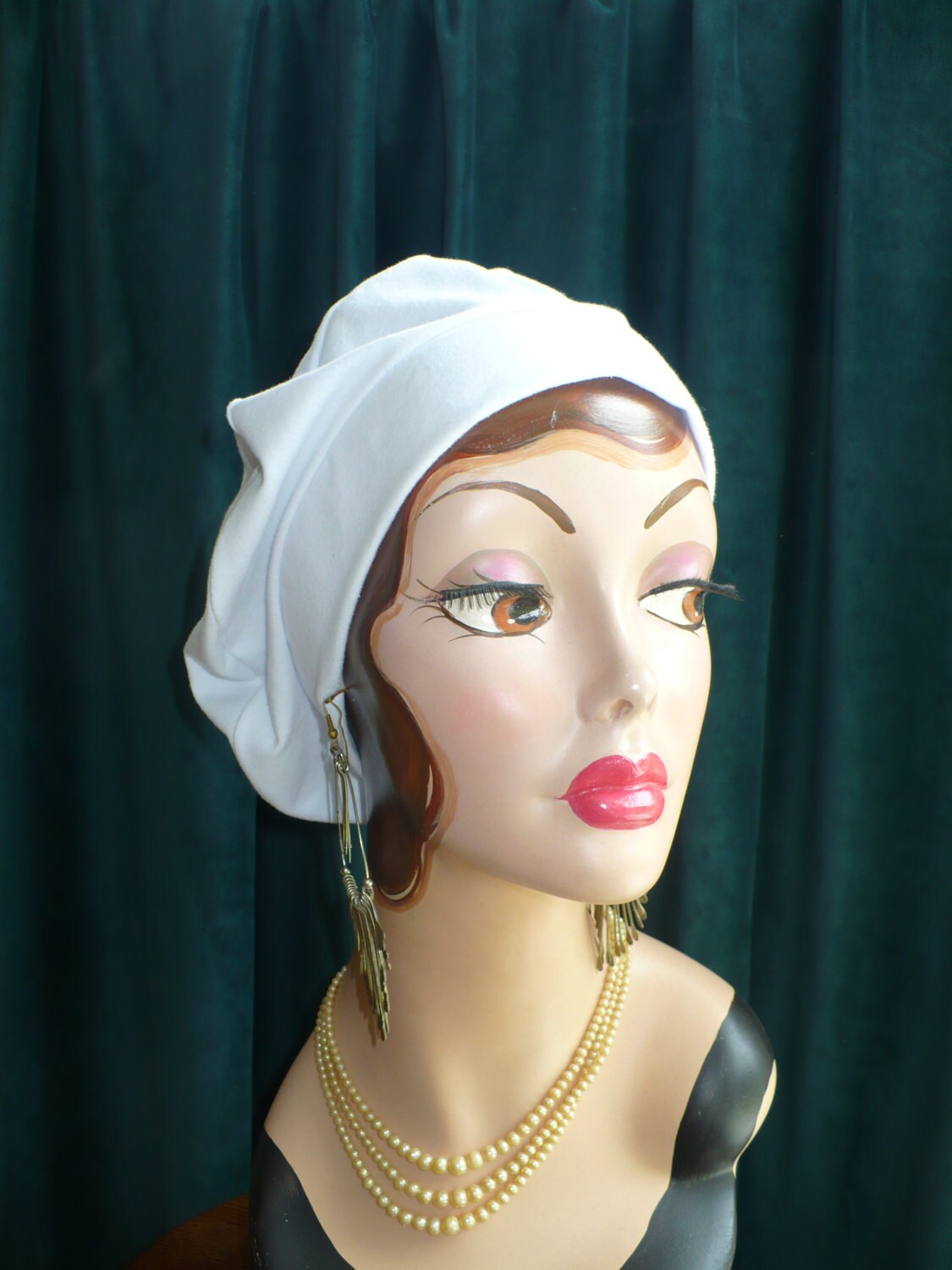 White Cotton Jersey Beret Chemo Hat Etsy