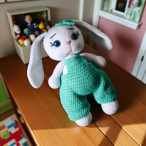 Handmade Crochet Bunny Amigurumi Collectible Plush Toy | 100% Cotton Rabbit Doll | Baby Shower Gift, Nursery Decor Keepsake For Kids