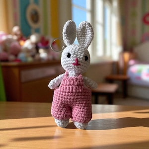 Handmade Amigurumi Bunny Keychain – Crochet Rabbit Plush Bag Charm, Cute Bunny Key Ring, Adorable Handmade Keychain Gift For Kids