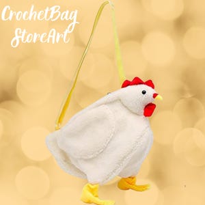 Funny Chicken Plush Crossbody Bag – Cute Cartoon Hen Shoulder Bag, Fluffy Animal Purse, Kawaii Gift for Girls and Women