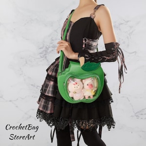 Apple-Shape Kawaii Ita Bag – Mini PU Leather Crossbody for Students, Anime Pins & Daily Use