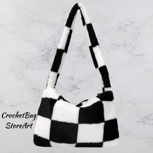 Y2K Fuzzy Faux Fur Tote Bag – Plush Large Capacity Shoulder Bag for Women