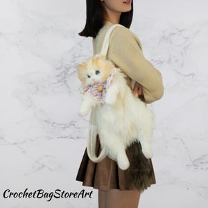 Cute Cat Simulation Backpack – Plush Kitten School Bag with Random Scarf  Comb, Kawaii Fashion Bag, Girls Gift for Christmas Valentine&#39;s Day