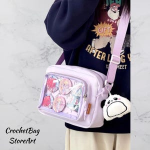 Candy Color Transparent Pu Itabag – Kawaii Phone Crossbody with Badge Display Window