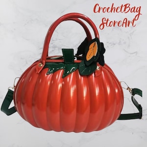 Pumpkin Shaped Crossbody Bag – Halloween Novelty PVC Purse for Women, Unique & Weird Pumpkin Shoulder Handbag, Spooky Fall Accessory