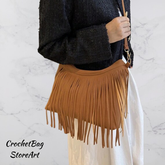 Women\'s Brown Western Fringe Convertible Backpack Messenger Bag Carry All Bag Bags | Womens Brown Western Fringe Convertible Backpack  main image 2