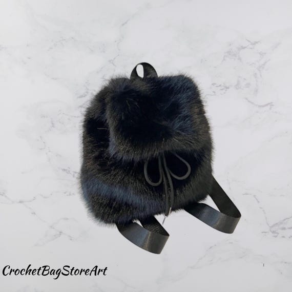 Chic Fluffy Fur Backpack – Soft Drawstring School Bag With  display picture 2